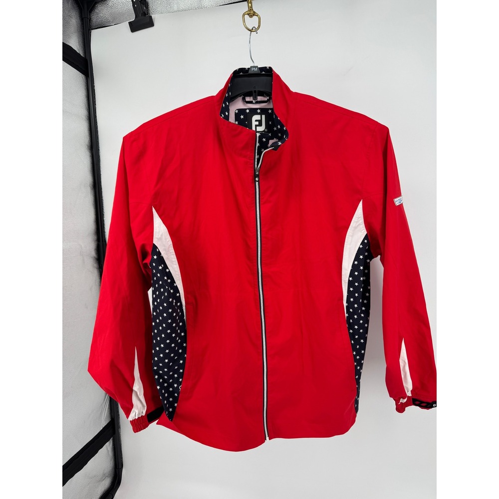 FootJoy DryJoys HydroLite Golf Jacket Mens XL Red Blue Stars Patriotic Full Zip